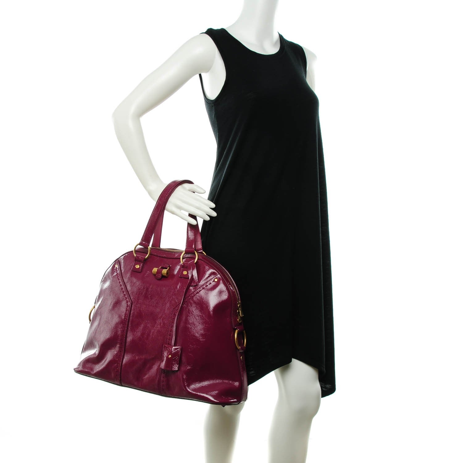 Saint Laurent Patent Calfskin Oversized Muse Magenta 2 of 7
