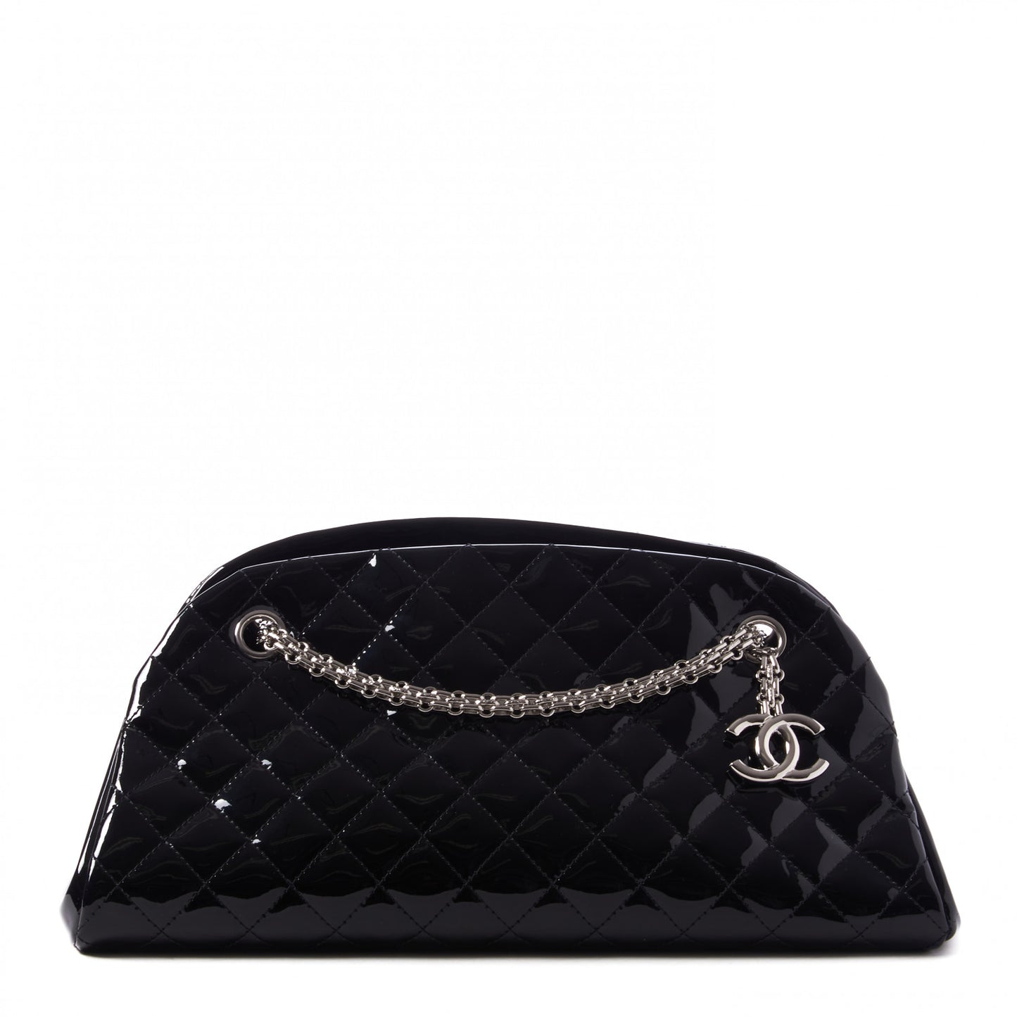 Patent Quilted Medium Just Mademoiselle Bowling Bag Black