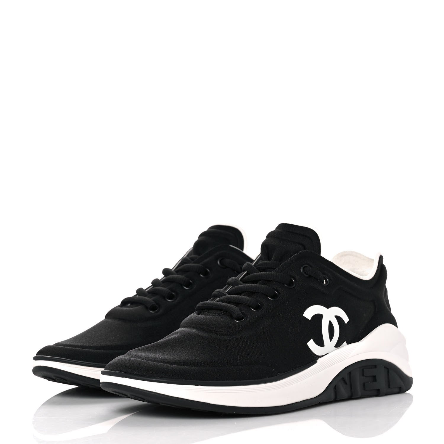 Chanel Lycra CC Sneakers 37.5 Black 3 of 8