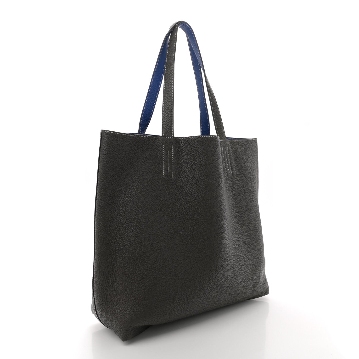 Hermes Taurillon Clemence Double Sens 36 Reversible Tote Graphite Bleu Electrique 5 of 16