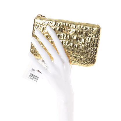 Chanel Metallic Calfskin Crocodile Embossed Cocodile Cosmetic Case Gold 2 of 8