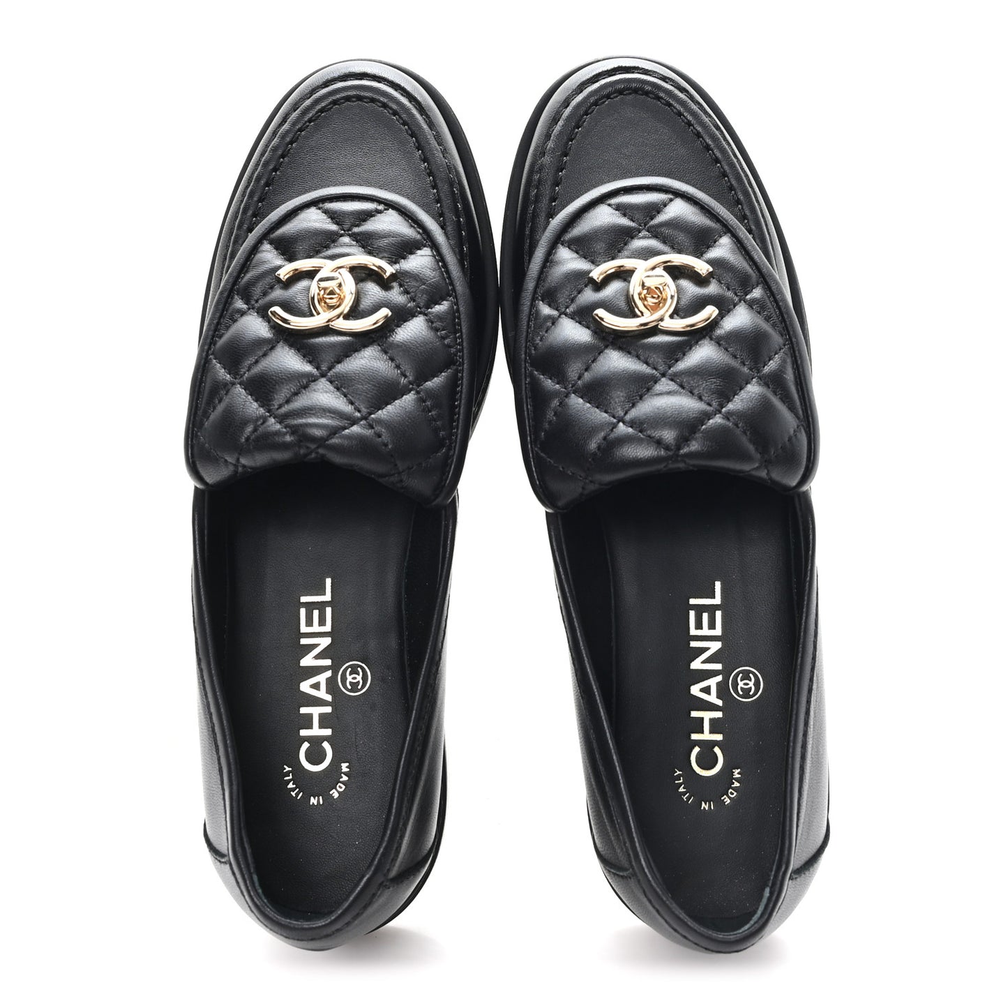 Lambskin Quilted CC Turnlock Loafers 38.5 Black