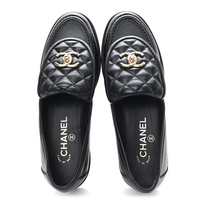 Chanel Lambskin Quilted CC Turnlock Loafers 38.5 Black 2 of 10