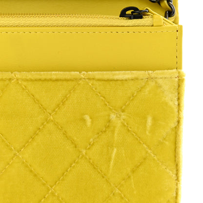 Chanel Velvet Quilted Wallet On Chain WOC Yellow 13 of 15