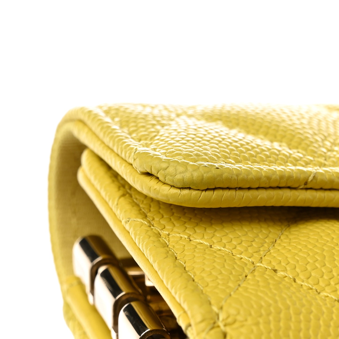 Caviar Quilted Classic 4 Key Holder Wallet Yellow