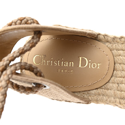 Christian Dior Canvas Embroidered Granville Ankle Tie Espadrille Flat Sandals 38.5 Cream 7 of 8