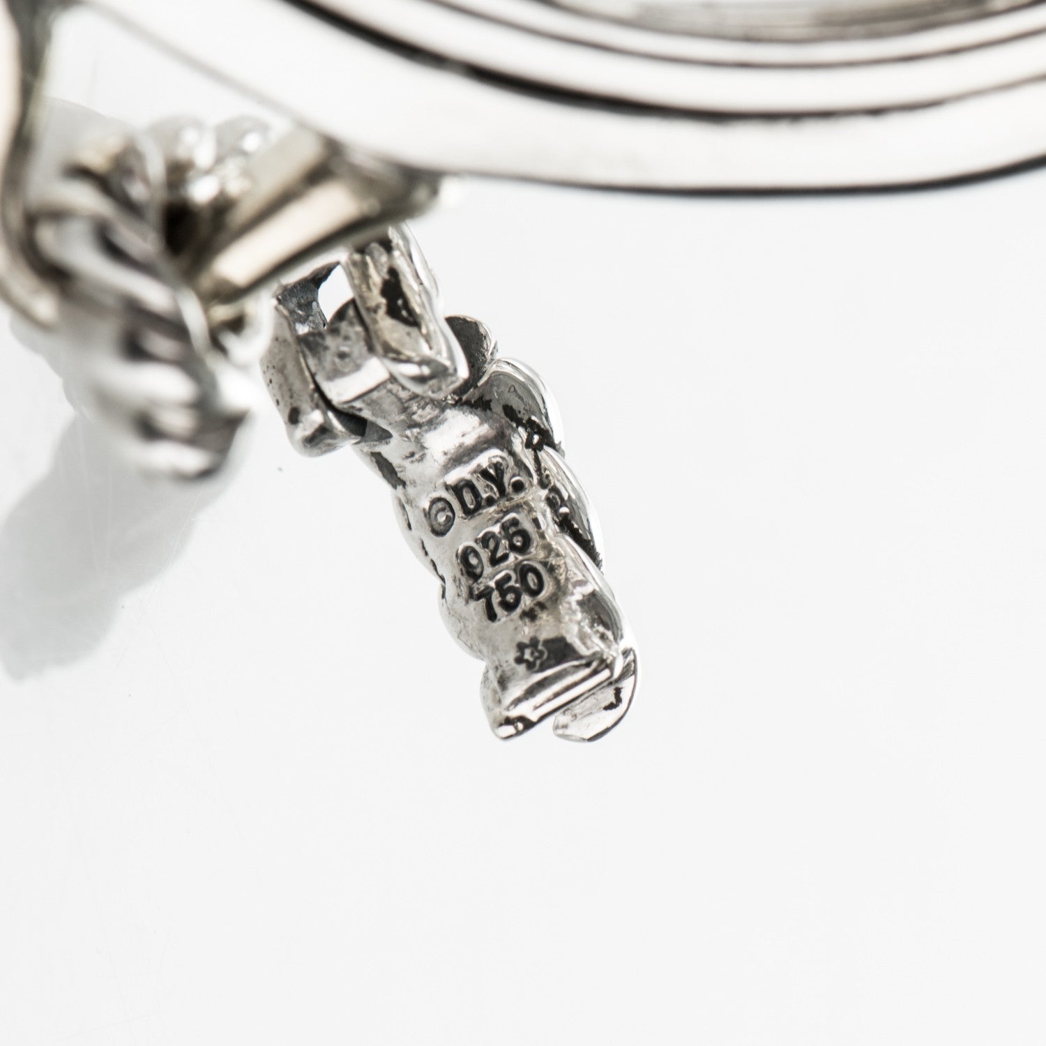 David Yurman Sterling Silver 14K Yellow Gold White Agate Hematite Garnet Half Moon Renaissance Enhancer Pendant 4 of 5