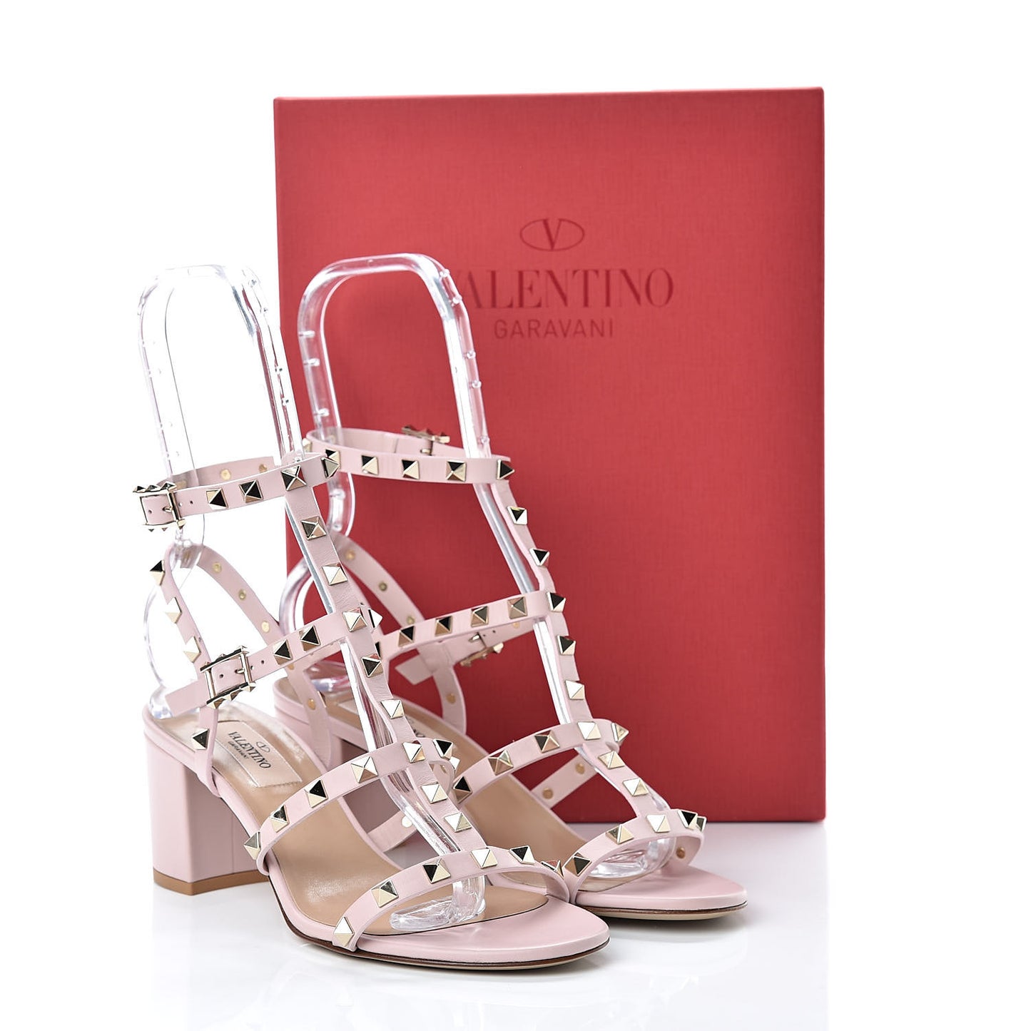 Calfskin Rockstud 60mm City Sandals 38 Water Rose