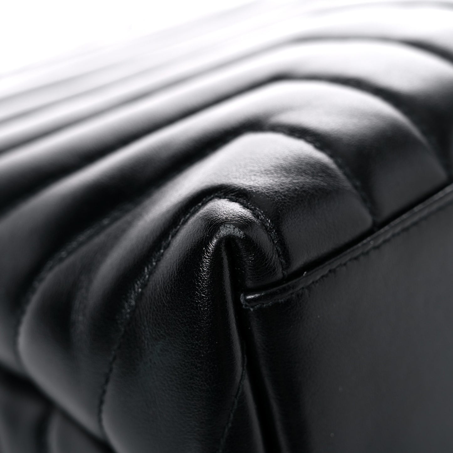 Calfskin Y Quilted Monogram Medium Loulou Chain Satchel Black