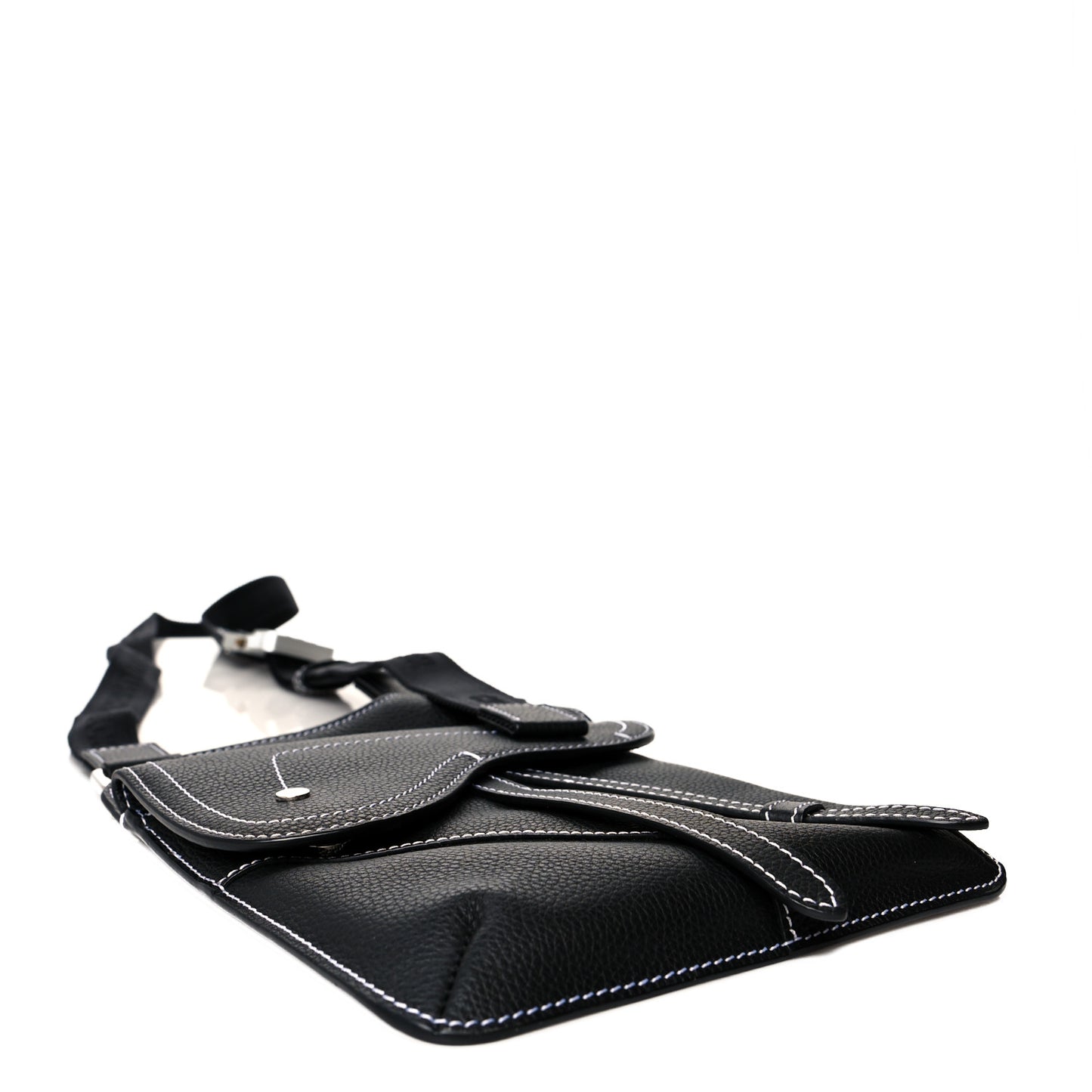 X KAWS Grained Calfskin Saddle Pouch Black