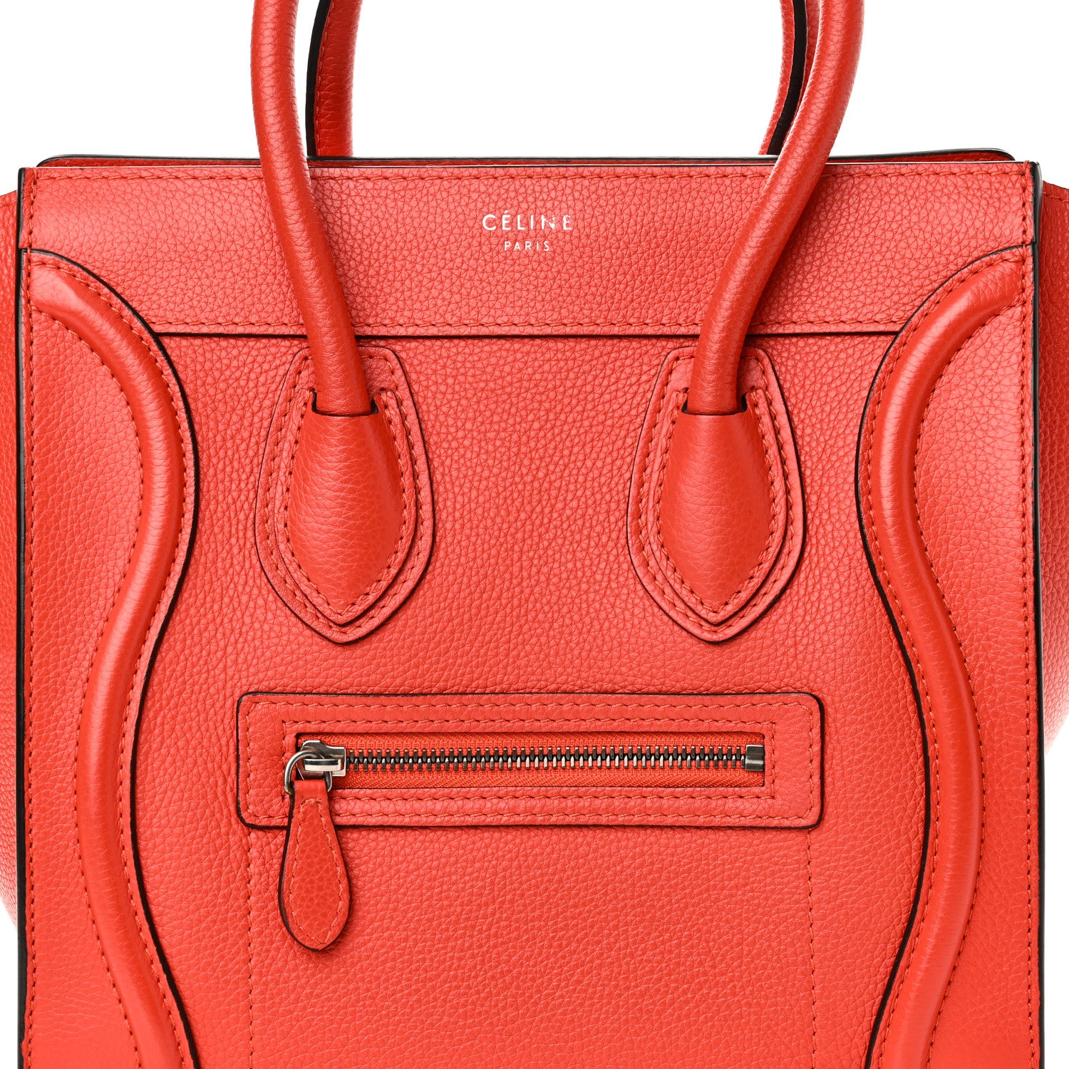 Celine Pebbled Calfskin Micro Luggage Vermillion 6 of 8