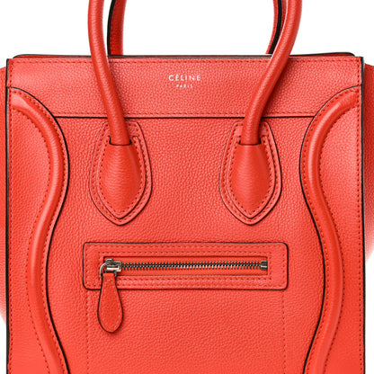 Celine Pebbled Calfskin Micro Luggage Vermillion 6 of 8