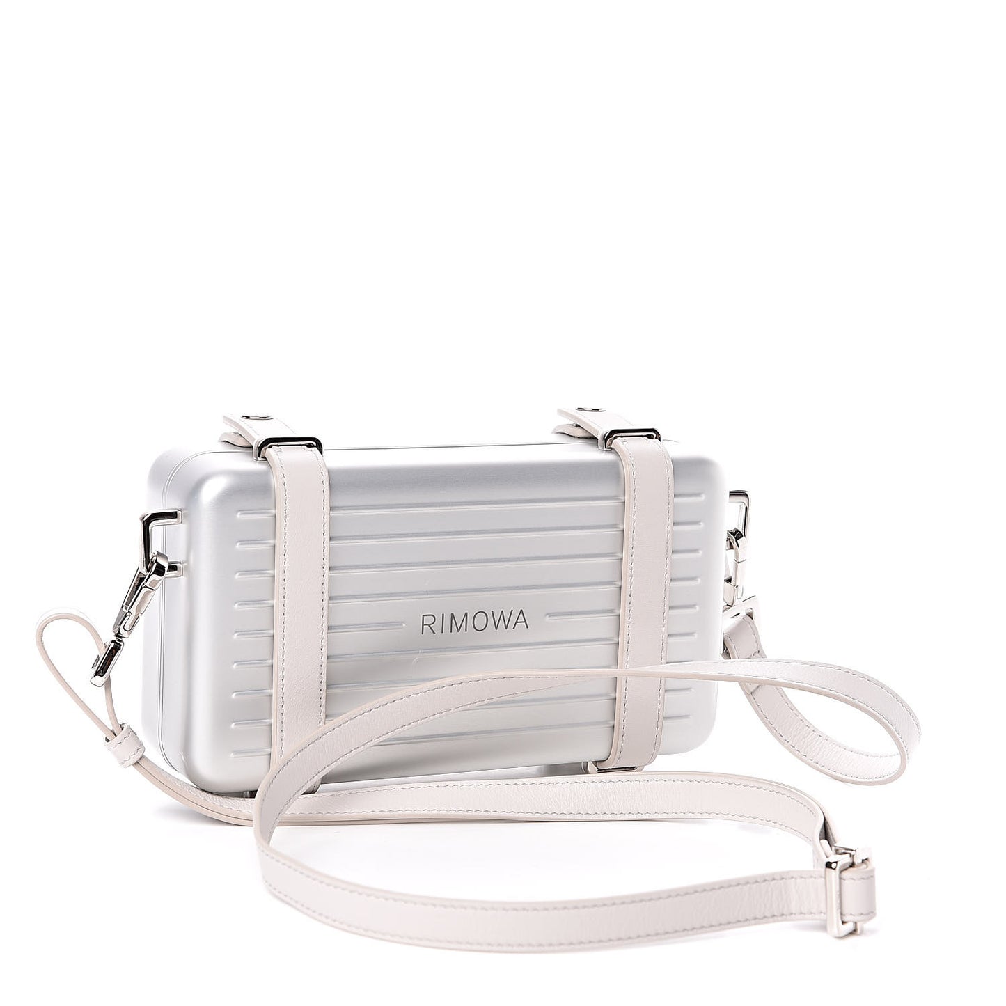 X RIMOWA Aluminum Personal Clutch On Strap Silver