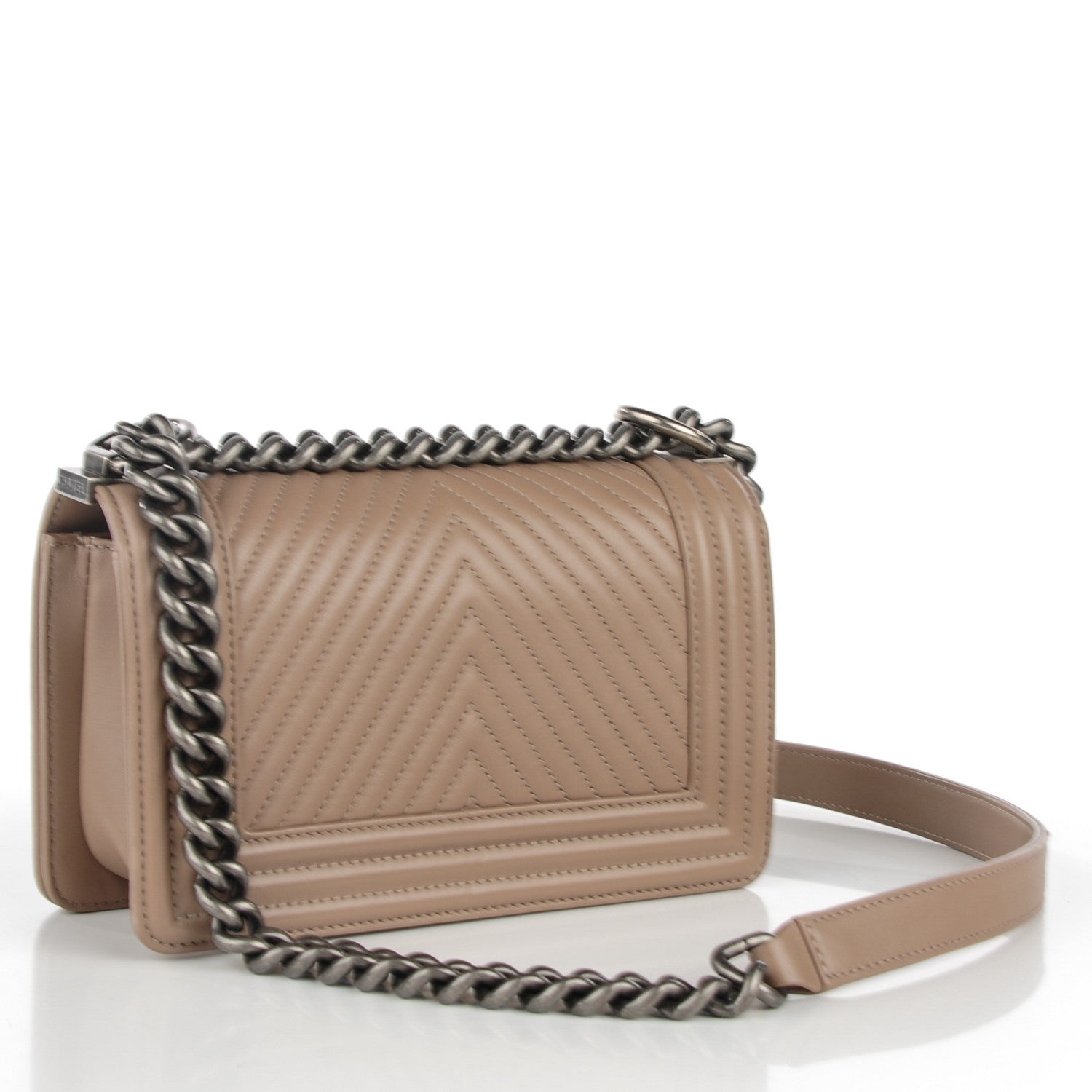 Chanel Calfskin Chevron Quilted Small Boy Flap Beige 3 of 8