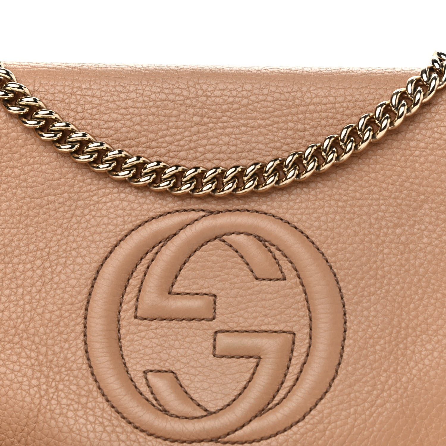 Gucci Pebbled Calfskin Medium Soho Flap Crossbody Camelia 8 of 18