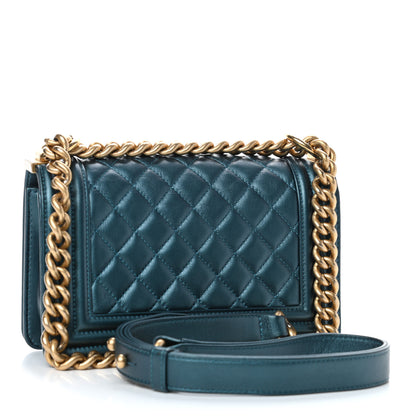 Chanel Metallic Calfskin Quilted Small Boy Flap Navy Blue 2 of 4