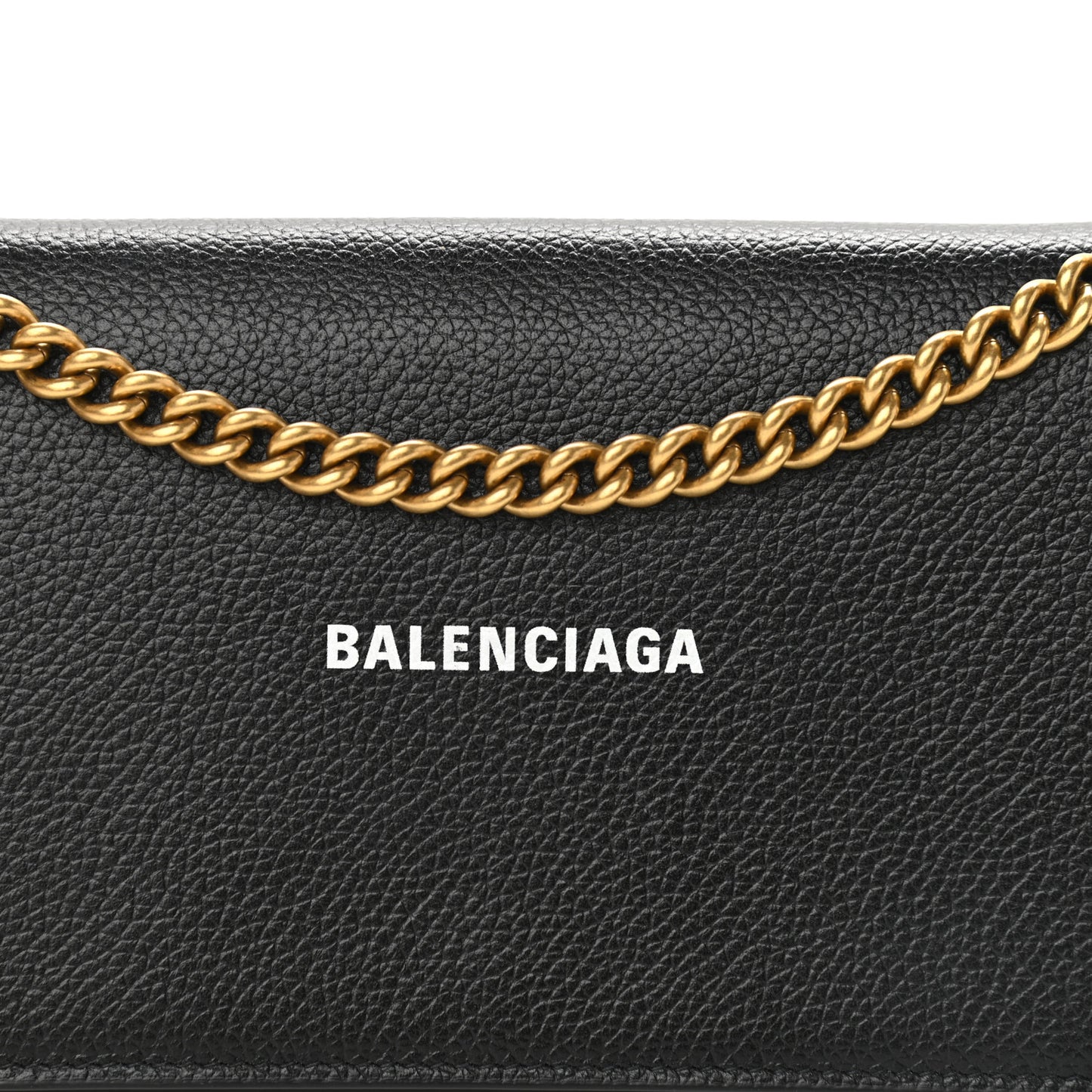 Grained Calfskin Logo Everyday Phone Holder Wallet On Chain Black White
