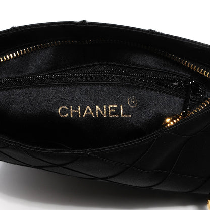 Chanel Satin Quilted Tassel Evening Bag Black 6 of 9