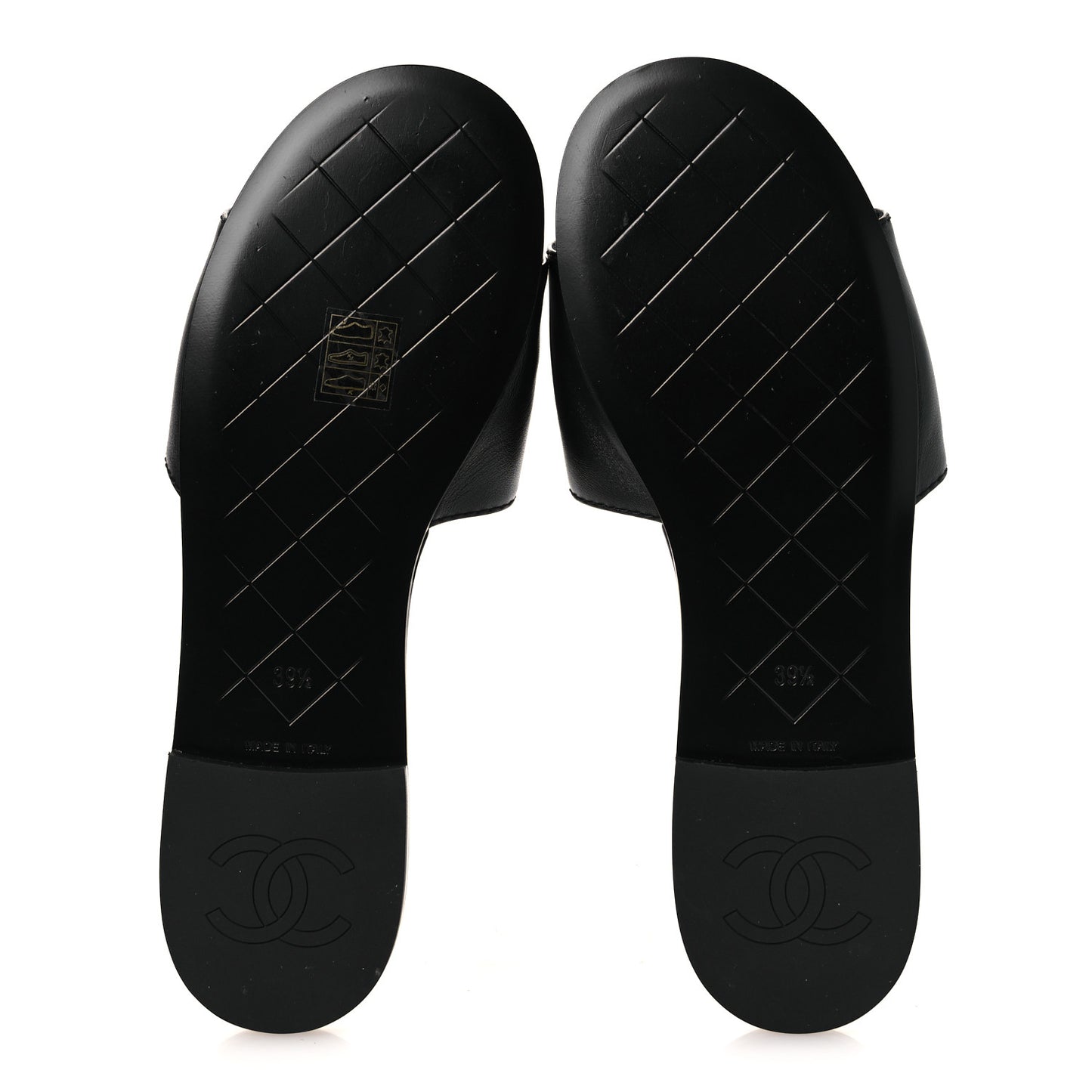 Lambskin Quilted Turnlock Flat Mules 39 Black 39.5 Black