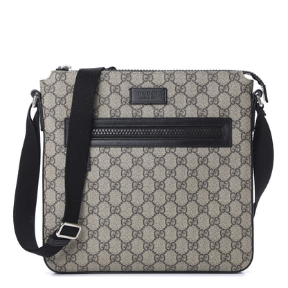 Gucci GG Supreme Monogram Flat Messenger Bag Black 1 of 11