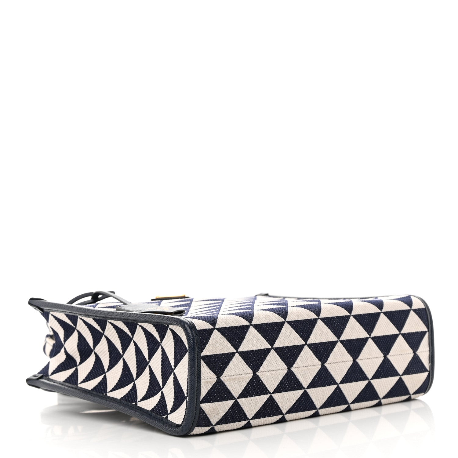 Prada Jacquard Saffiano Triangolo Symbole Embroidered Small Tote Baltico Talco 4 of 10