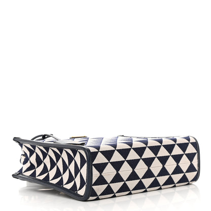 Prada Jacquard Saffiano Triangolo Symbole Embroidered Small Tote Baltico Talco 4 of 10
