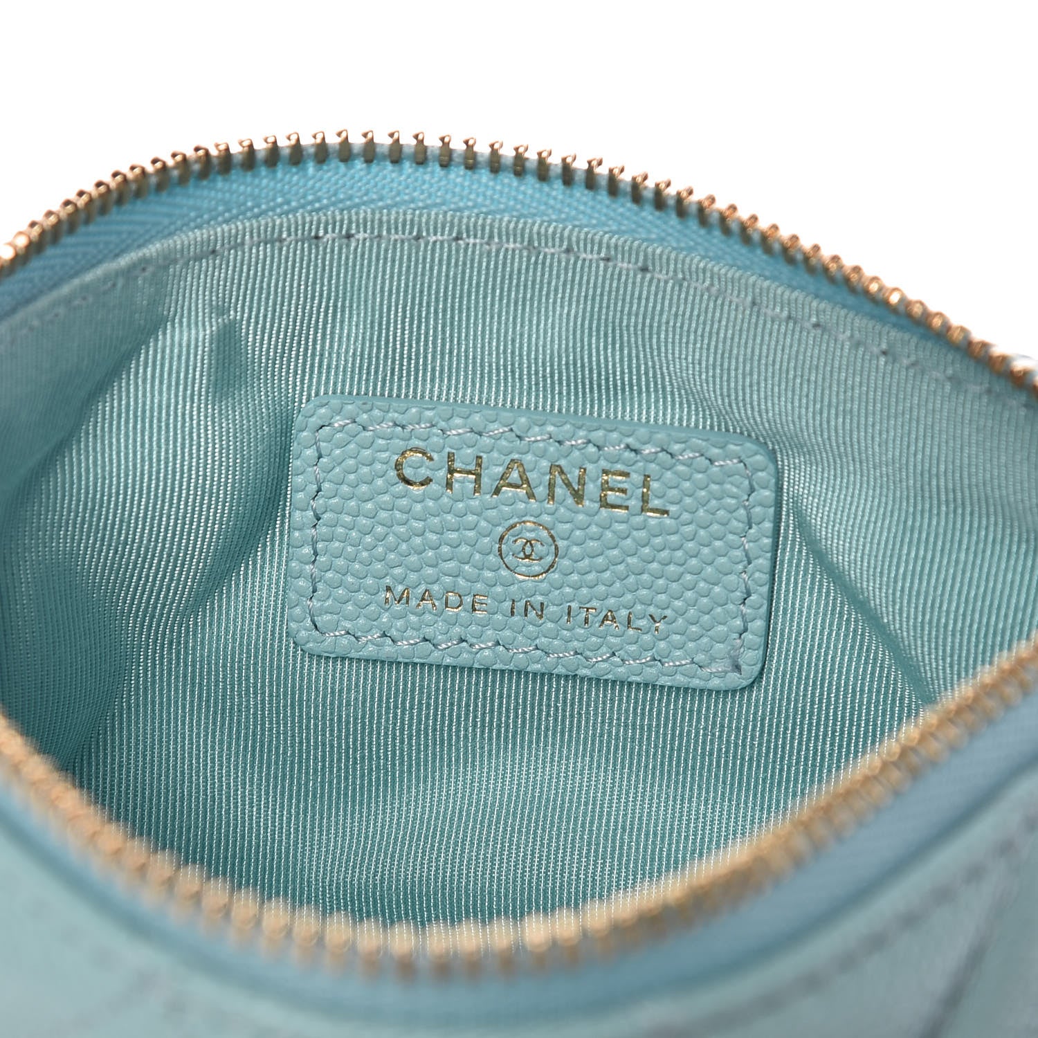 Chanel Caviar Quilted Small Cosmetic Case Light Blue 9 of 11