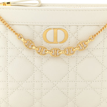 Christian Dior Calfskin Cannage Caro Zipped Pouch With Chain Latte 7 of 14