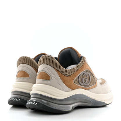 Gucci Technical Knit Fabric Suede Calfskin Mens Gucci Run Sneakers 37 Light Grey Brown 4 of 8