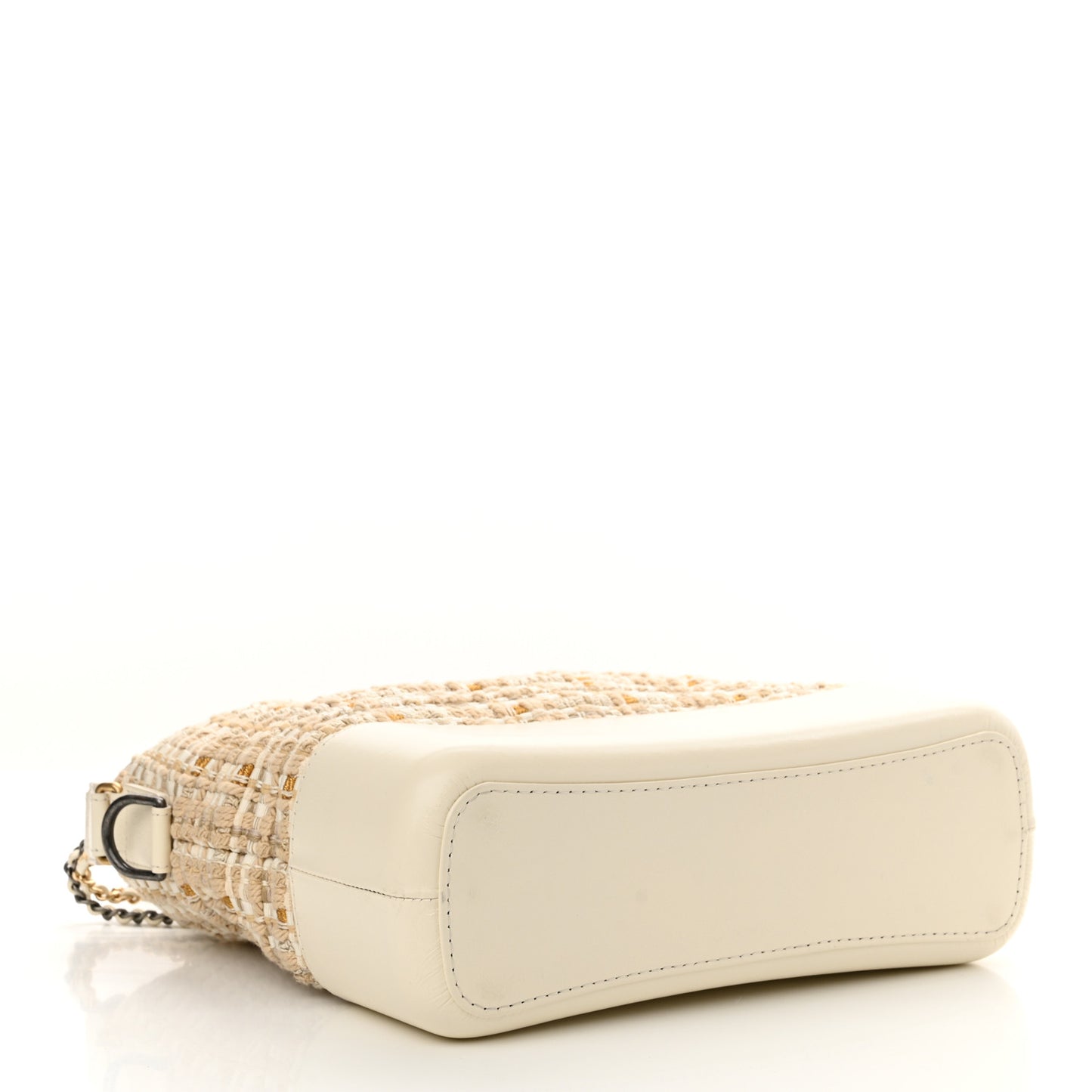 Tweed Calfskin Quilted Medium Gabrielle Hobo Beige Ivory