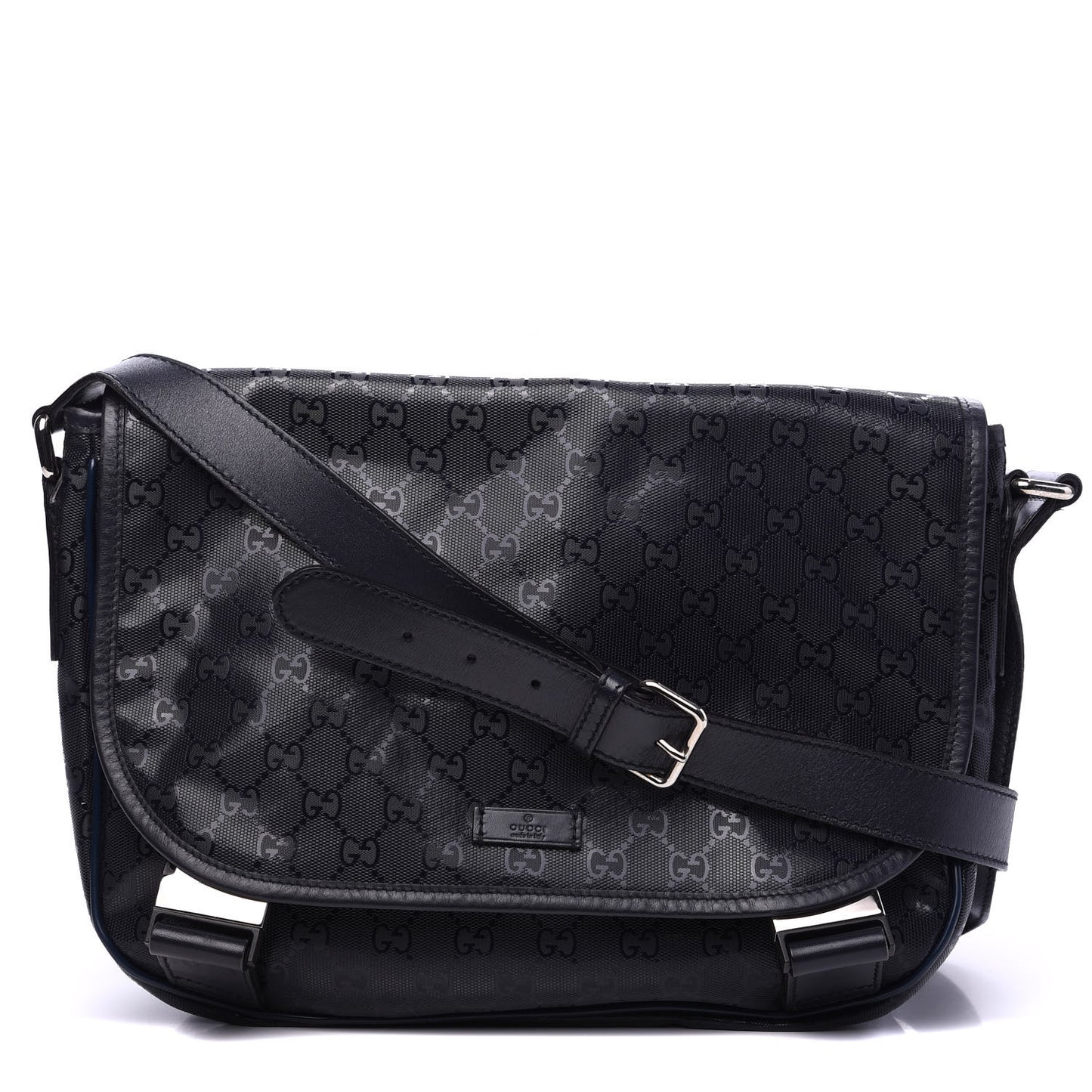 Imprime Monogram Medium Double Buckle Flap Messenger Bag Navy