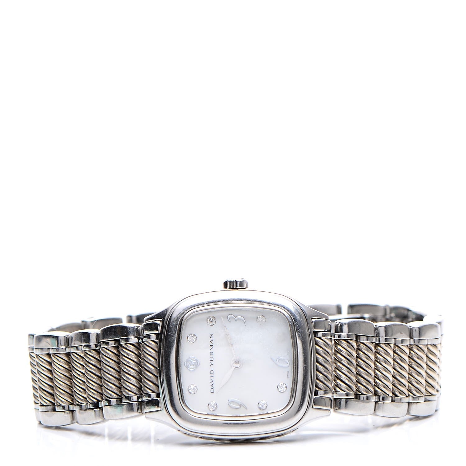 David Yurman Stainless Steel Sterling Silver Diamond Mother of Pearl 25mm Thoroughbred Quartz Watch 3 of 8