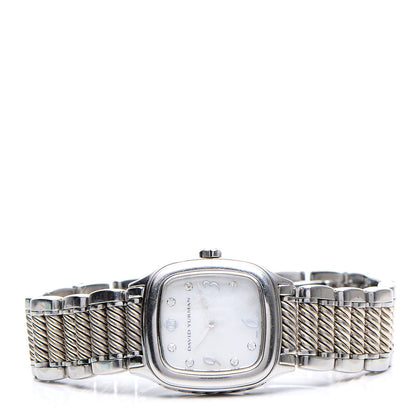 David Yurman Stainless Steel Sterling Silver Diamond Mother of Pearl 25mm Thoroughbred Quartz Watch 3 of 8