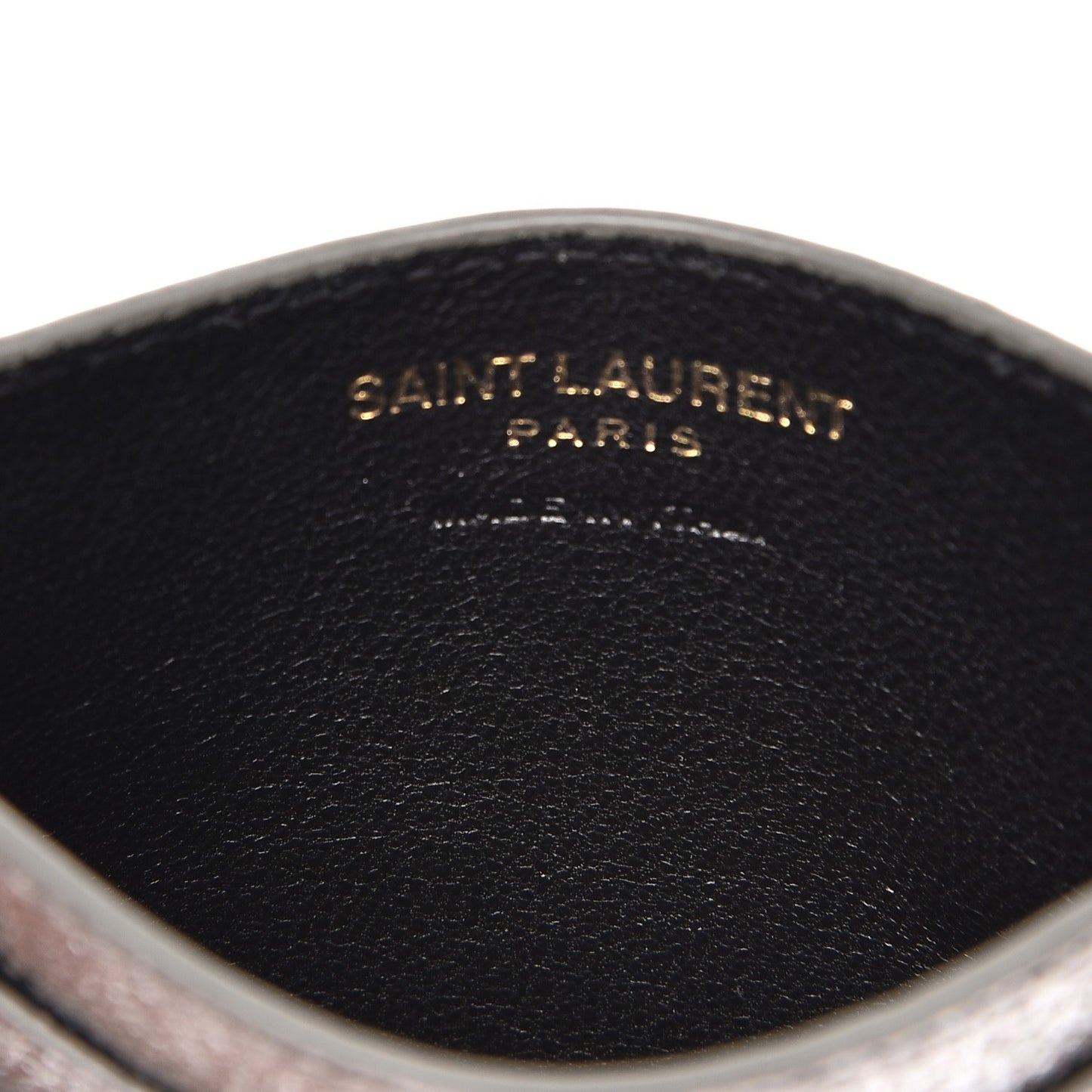 Metallic Calfskin Monogram Credit Card Case Argento