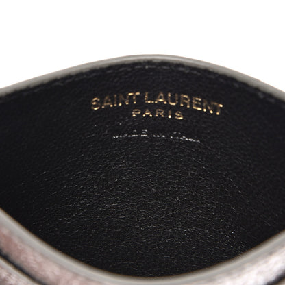 Saint Laurent Metallic Calfskin Monogram Credit Card Case Argento 6 of 8