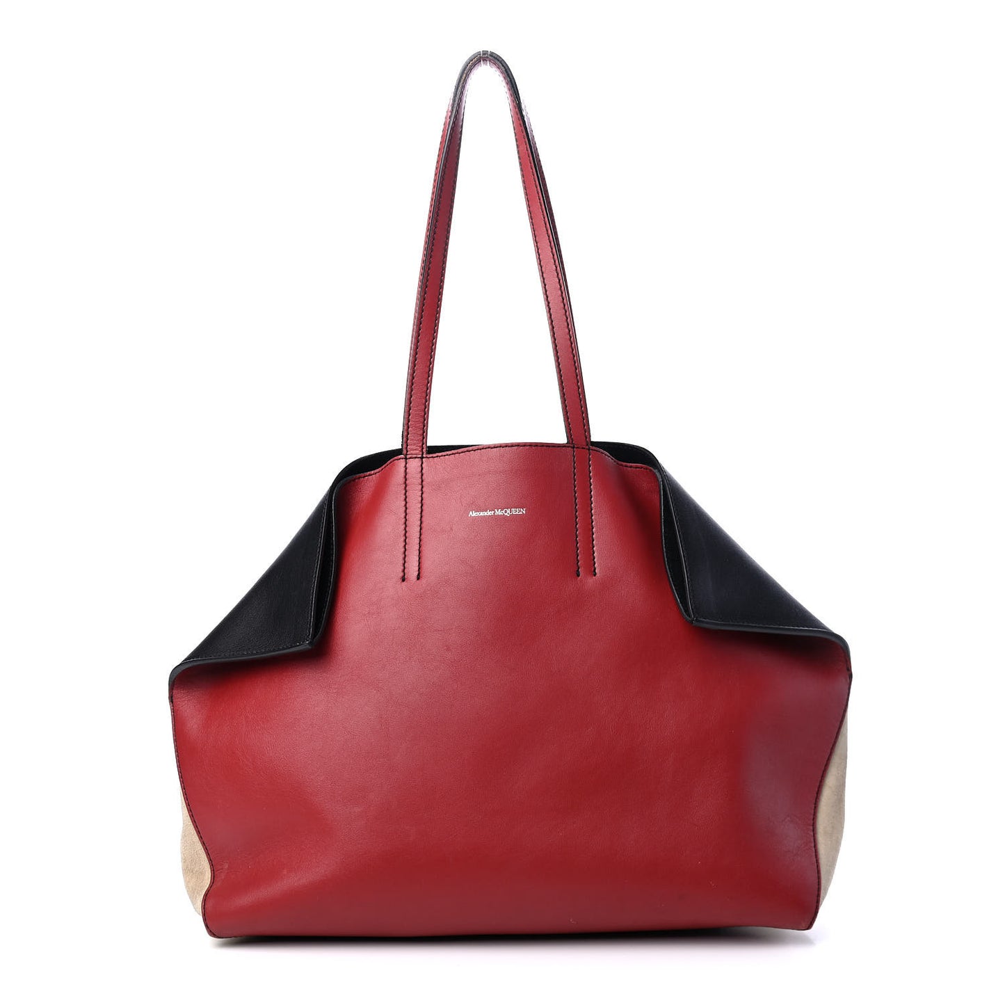 Calfskin Suede Butterfly Tote Red Black Beige