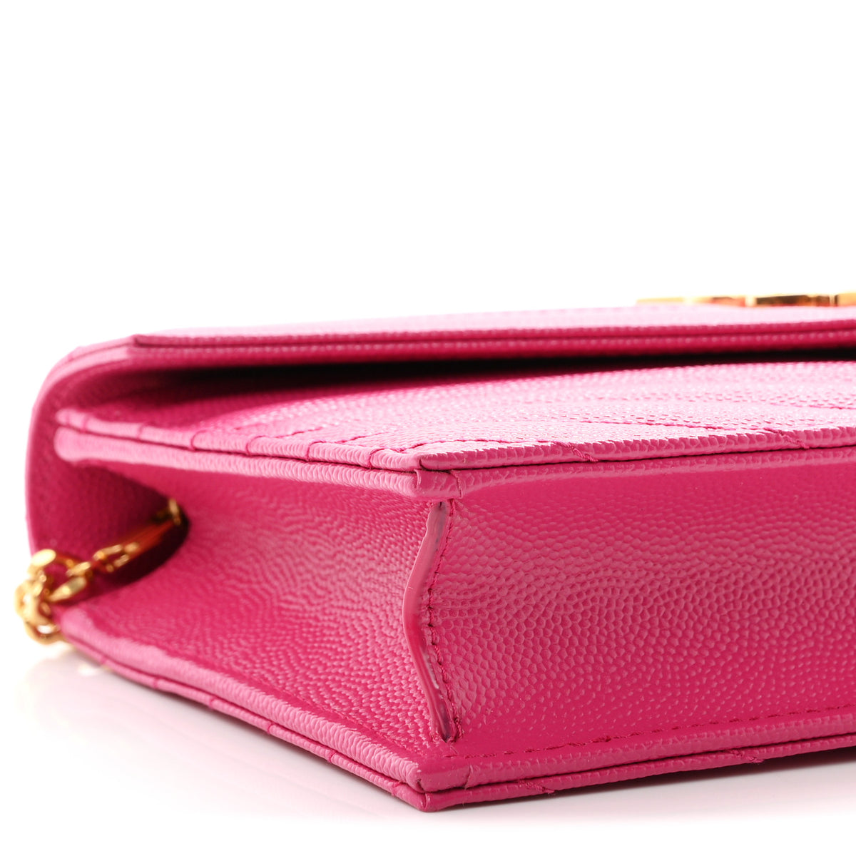Grain De Poudre Matelasse Chevron Monogram Envelope Chain Wallet Fuxia Couture