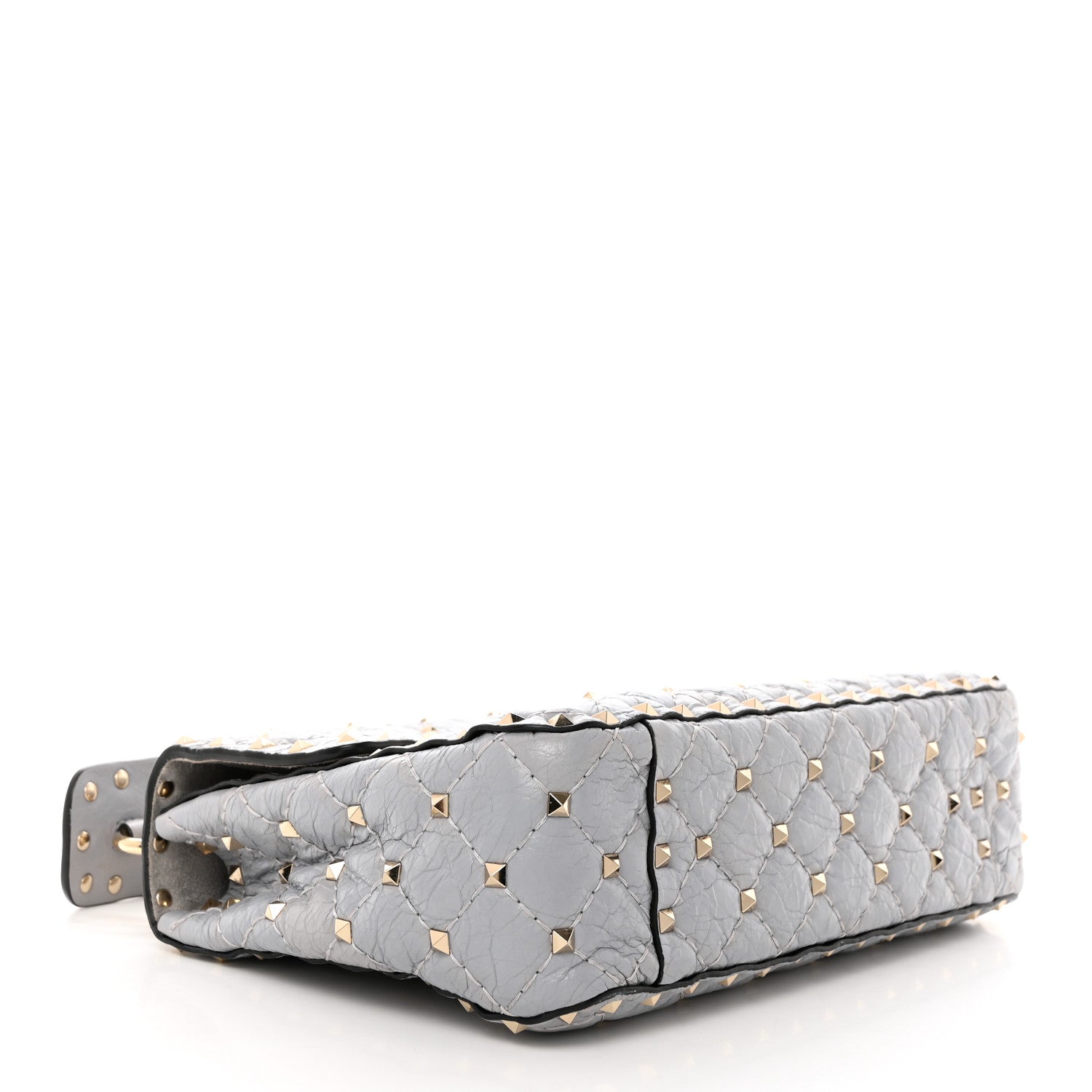 Valentino Garavani Craquele Nappa Medium Rockstud Spike Shoulder Bag Pastel Grey 4 of 10