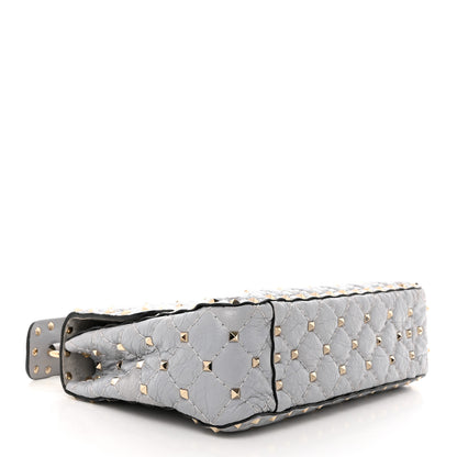 Valentino Garavani Craquele Nappa Medium Rockstud Spike Shoulder Bag Pastel Grey 4 of 10
