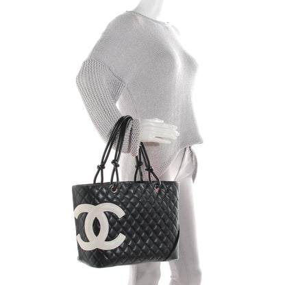 Chanel Calfskin Quilted Large Cambon Tote Black White 2 of 8
