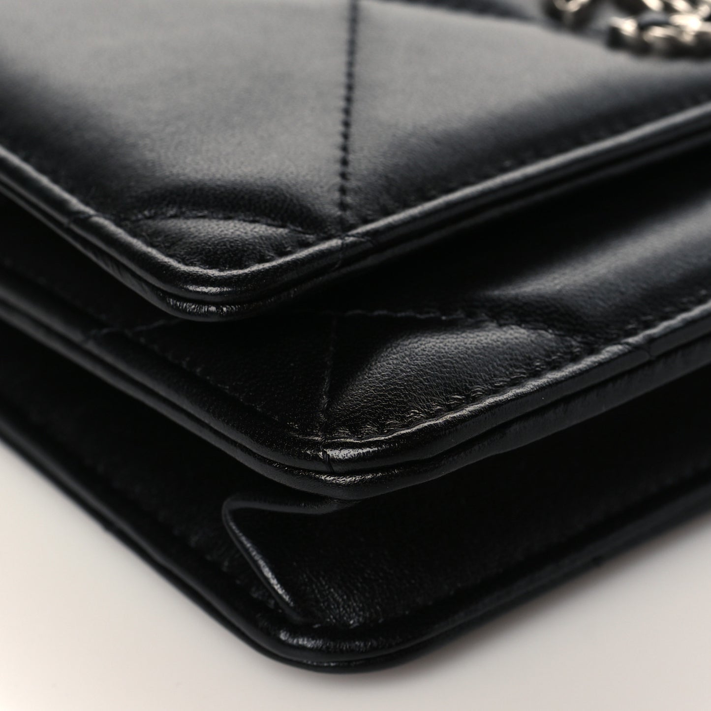 Lambskin Quilted Chanel 19 Wallet On Chain WOC Black