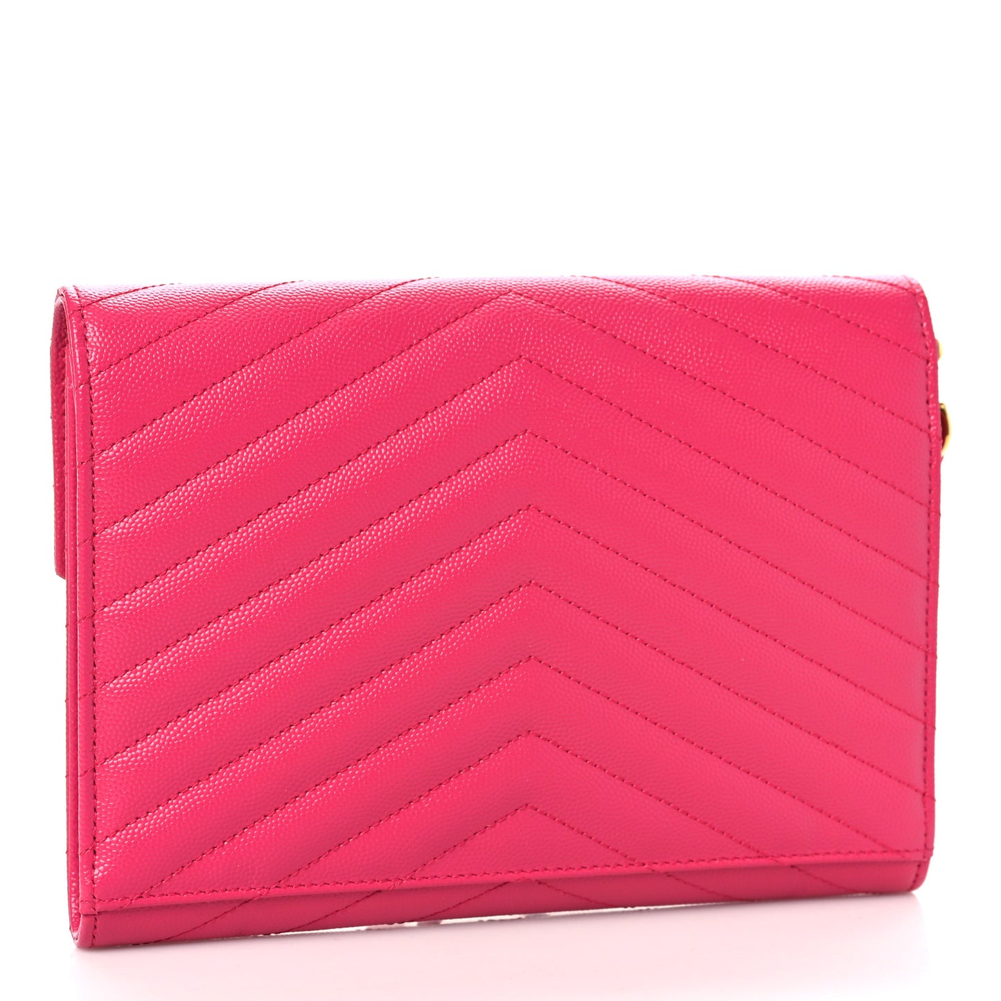 Grain De Poudre Matelasse Chevron Monogram Envelope Clutch Fuchsia