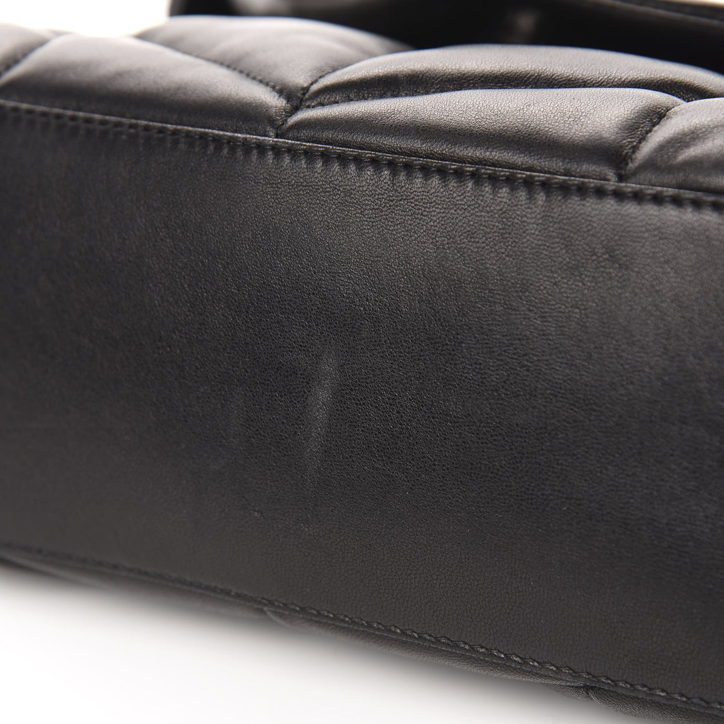 Lambskin Quilted Small Loulou Puffer Monogram Chain Satchel Black