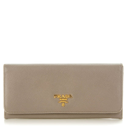 Prada Saffiano Metal Continental Flap Wallet Argilla 1 of 8