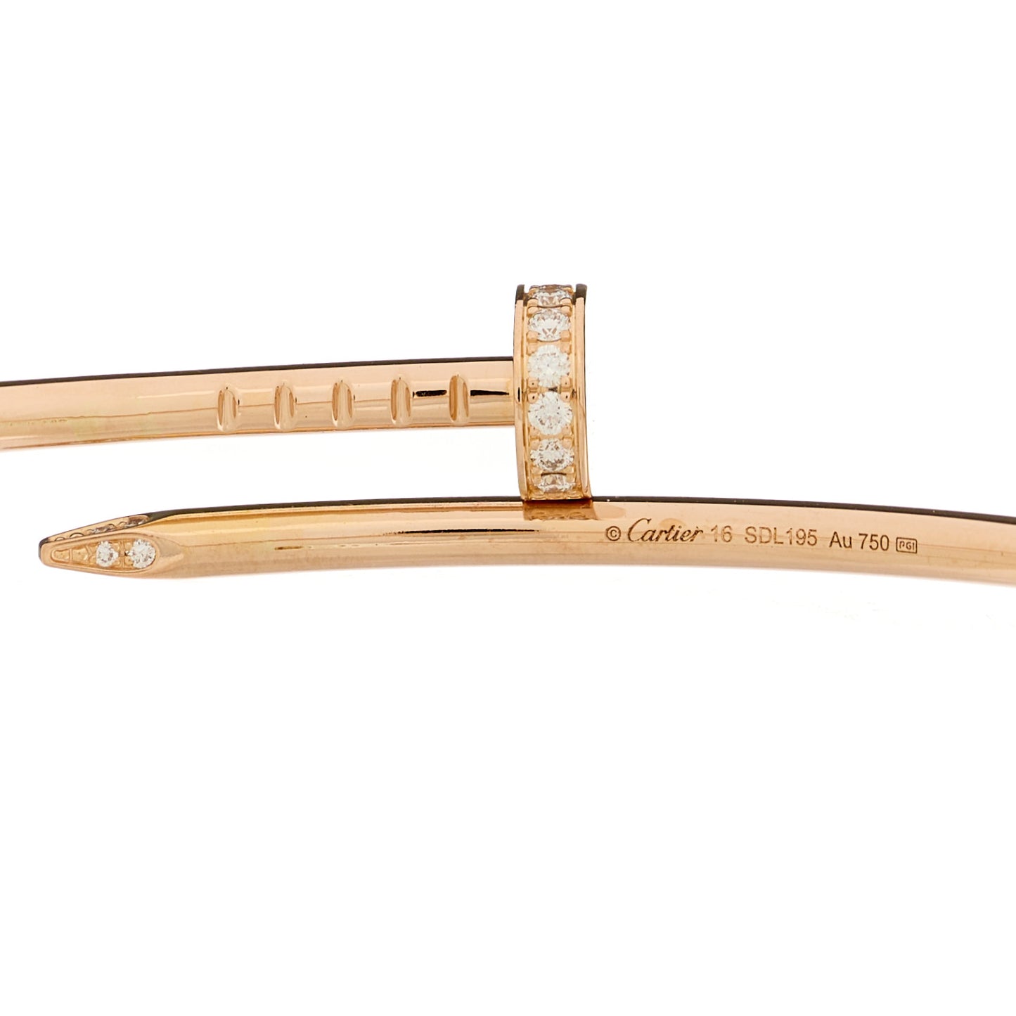 18K Pink Gold Diamond Small Juste Un Clou Bracelet 16