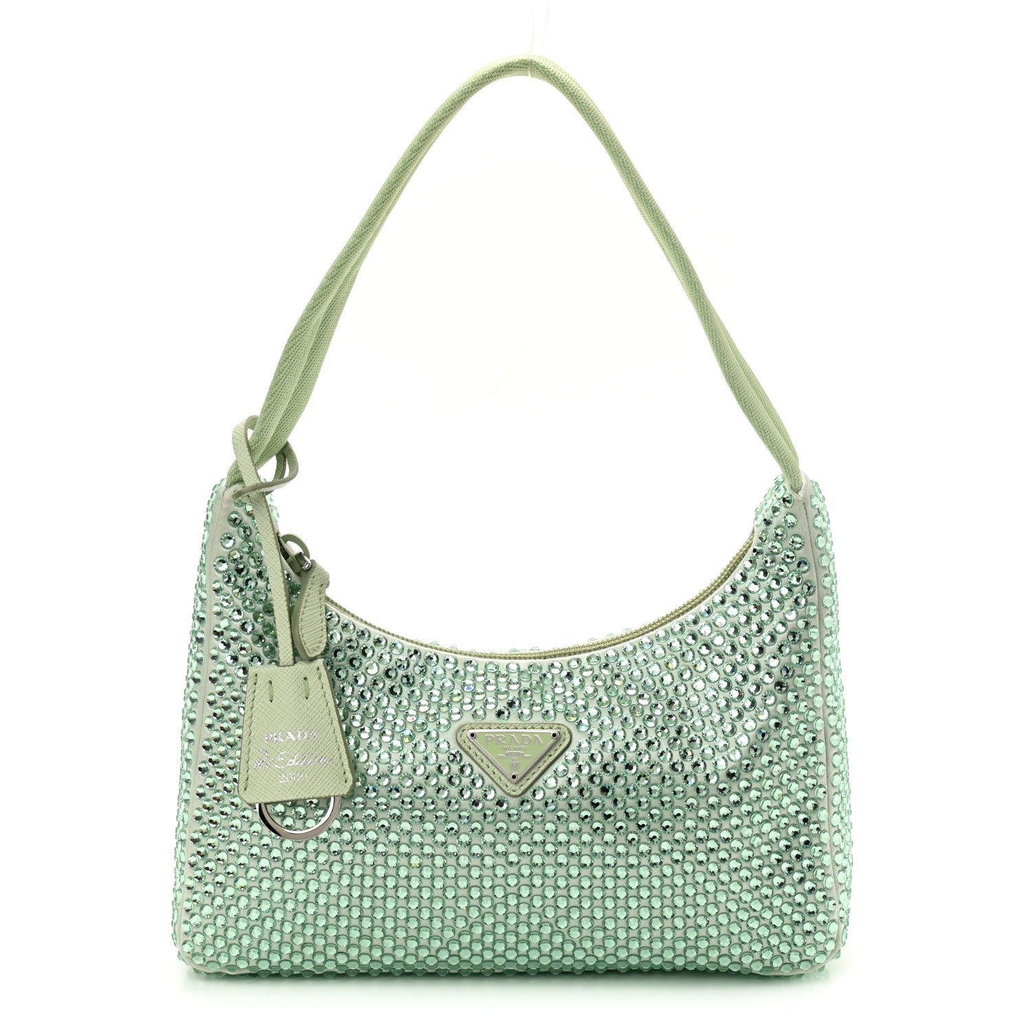 Prada Satin Crystal Mini Re-Edition 2000 Bag Acqua 1 of 10