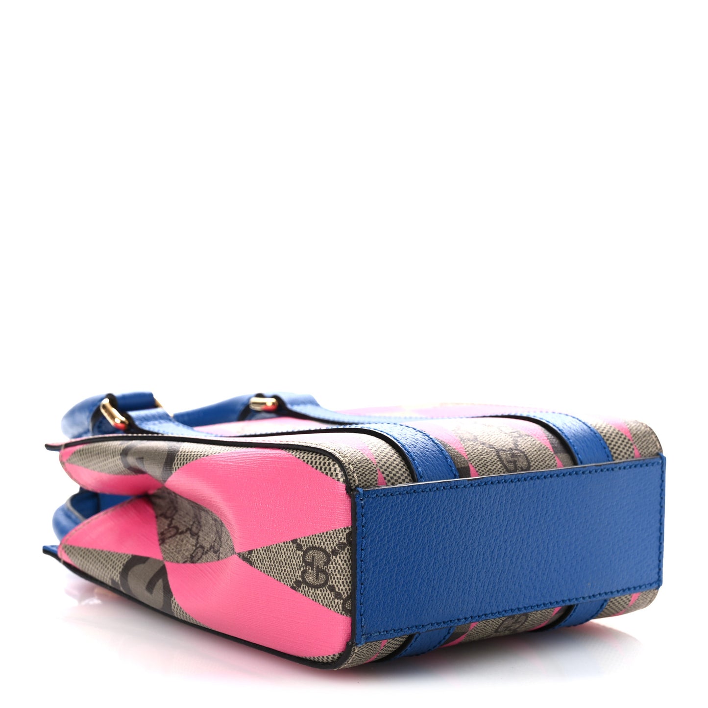 GG Supreme Monogram Textured Dollar Calfskin Rhombus Mini Tote Bag Beige Ebony Pink Blue