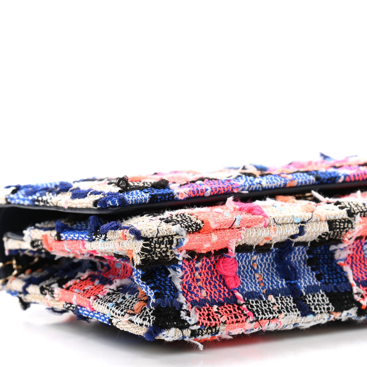 Chanel Tweed Quilted Wallet on Chain WOC Pink Blue Beige 8 of 9