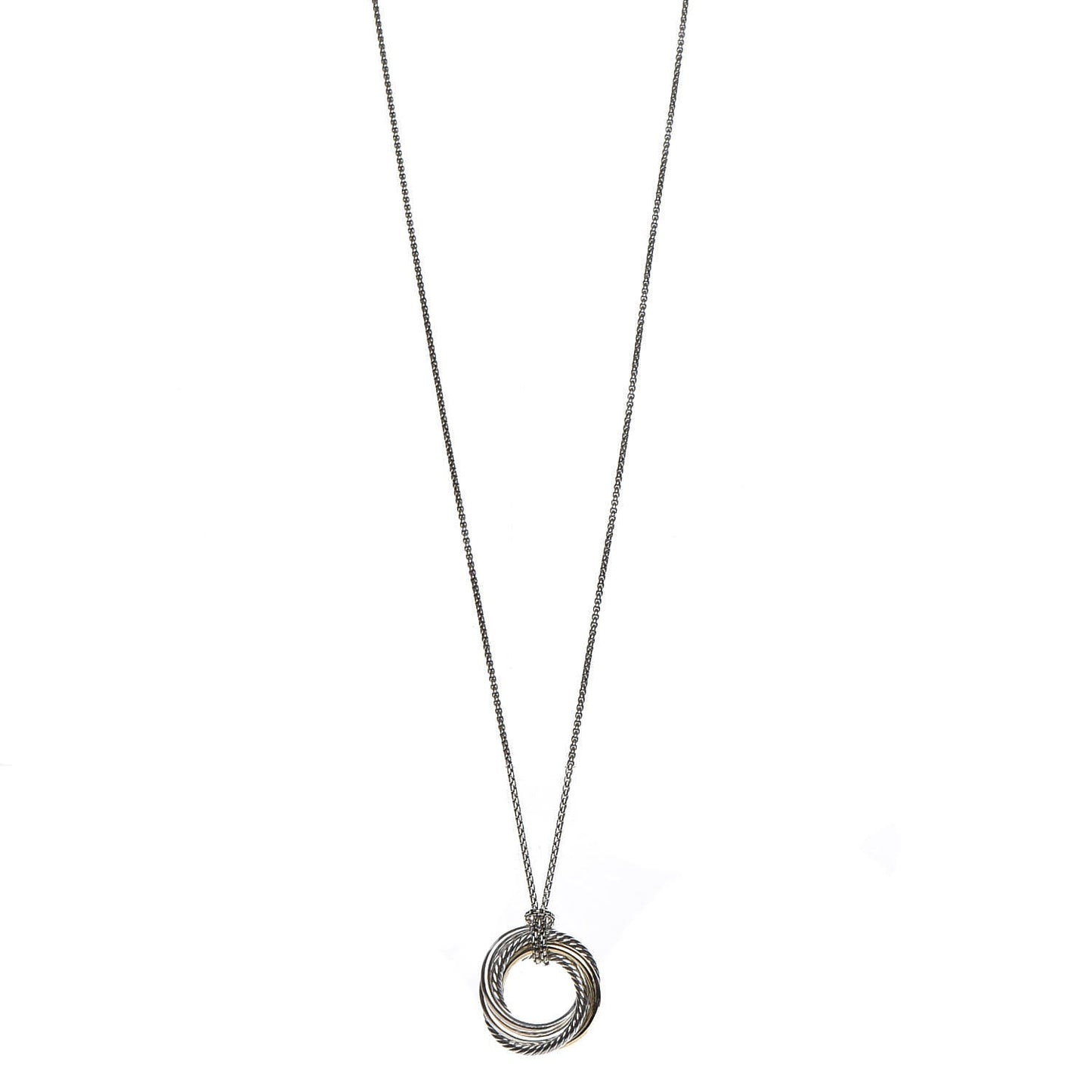 Sterling Silver 14K Yellow Gold 28mm Crossover Pendant Necklace