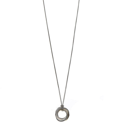 David Yurman Sterling Silver 14K Yellow Gold 28mm Crossover Pendant Necklace 1 of 5